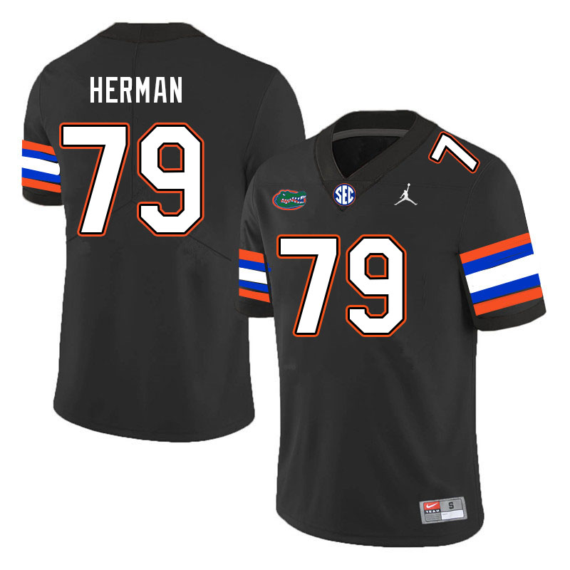 Men #79 Jordan Herman Florida Gators College Football Jerseys Stitched-Black - Click Image to Close